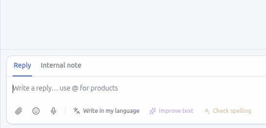 Manager typing an English reply that will be translated for the visitor
